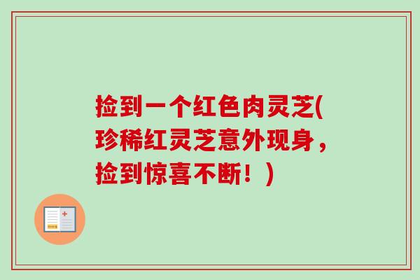 捡到一个红色肉灵芝(珍稀红灵芝意外现身,捡到惊喜不断!)-第1张图片-卓越灵芝孢子粉 捡到一个红色肉灵芝(珍稀红灵芝意外现身,捡到惊喜不断!)-第1张图片-卓越灵芝孢子粉