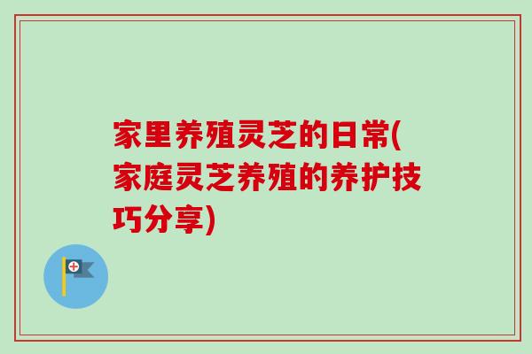 家里养殖灵芝的日常(家庭灵芝养殖的养护技巧分享)-第1张图片-卓越灵芝孢子粉 家里养殖灵芝的日常(家庭灵芝养殖的养护技巧分享)-第1张图片-卓越灵芝孢子粉
