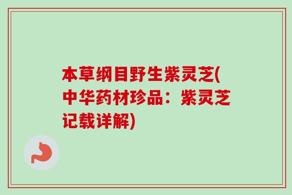 本草纲目野生紫灵芝(中华药材珍品:紫灵芝记载详解)-第1张图片-卓越灵芝孢子粉 本草纲目野生紫灵芝(中华药材珍品:紫灵芝记载详解)-第1张图片-卓越灵芝孢子粉
