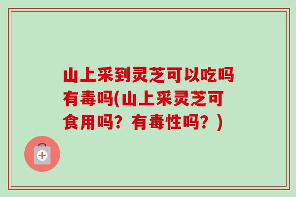 山上采到灵芝可以吃吗有毒吗(山上采灵芝可食用吗?有毒性吗?)-第1张图片-卓越灵芝孢子粉 山上采到灵芝可以吃吗有毒吗(山上采灵芝可食用吗?有毒性吗?)-第1张图片-卓越灵芝孢子粉