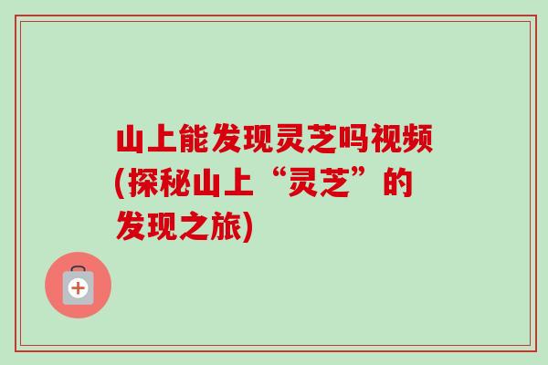 山上能发现灵芝吗视频(探秘山上“灵芝”的发现之旅)-第1张图片-卓越灵芝孢子粉 山上能发现灵芝吗视频(探秘山上“灵芝”的发现之旅)-第1张图片-卓越灵芝孢子粉