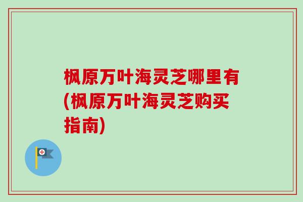枫原万叶海灵芝哪里有(枫原万叶海灵芝购买指南)-第1张图片-卓越灵芝孢子粉 枫原万叶海灵芝哪里有(枫原万叶海灵芝购买指南)-第1张图片-卓越灵芝孢子粉