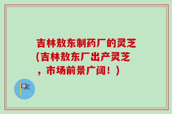 吉林敖东制药厂的灵芝(吉林敖东厂出产灵芝，市场前景广阔！)-第1张图片-卓越灵芝孢子粉