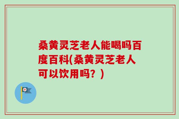 桑黄灵芝老人能喝吗百度百科(桑黄灵芝老人可以饮用吗？)-第1张图片-卓越灵芝孢子粉
