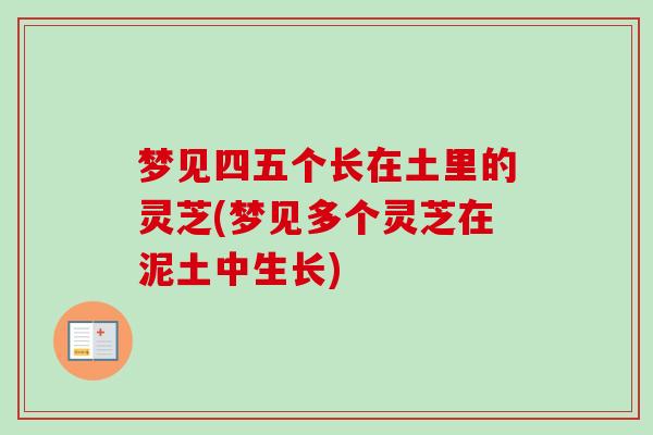 梦见四五个长在土里的灵芝(梦见多个灵芝在泥土中生长)-第1张图片-卓越灵芝孢子粉 梦见四五个长在土里的灵芝(梦见多个灵芝在泥土中生长)-第1张图片-卓越灵芝孢子粉