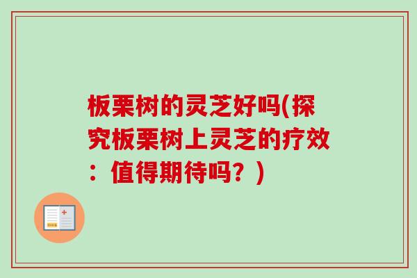 板栗树的灵芝好吗(探究板栗树上灵芝的疗效：值得期待吗？)-第1张图片-卓越灵芝孢子粉