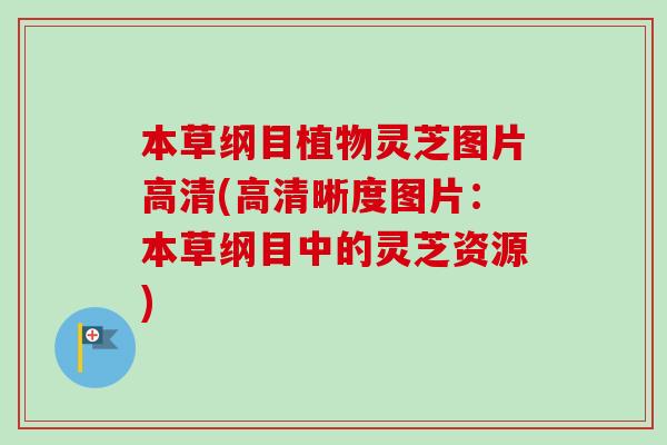 本草纲目植物灵芝图片高清(高清晰度图片:本草纲目中的灵芝资源)-第1张图片-卓越灵芝孢子粉 本草纲目植物灵芝图片高清(高清晰度图片:本草纲目中的灵芝资源)-第1张图片-卓越灵芝孢子粉