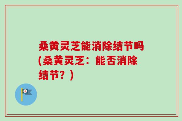 桑黄灵芝能消除结节吗(桑黄灵芝:能否消除结节?)-第1张图片-卓越灵芝孢子粉 桑黄灵芝能消除结节吗(桑黄灵芝:能否消除结节?)-第1张图片-卓越灵芝孢子粉