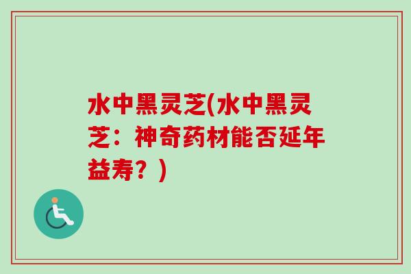 水中黑灵芝(水中黑灵芝:神奇药材能否延年益寿?)-第1张图片-卓越灵芝孢子粉 水中黑灵芝(水中黑灵芝:神奇药材能否延年益寿?)-第1张图片-卓越灵芝孢子粉