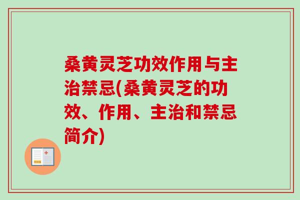 桑黄灵芝功效作用与主治禁忌(桑黄灵芝的功效、作用、主治和禁忌简介)-第1张图片-卓越灵芝孢子粉 桑黄灵芝功效作用与主治禁忌(桑黄灵芝的功效、作用、主治和禁忌简介)-第1张图片-卓越灵芝孢子粉