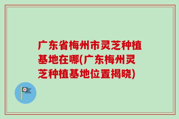 广东省梅州市灵芝种植基地在哪(广东梅州灵芝种植基地位置揭晓)-第1张图片-卓越灵芝孢子粉 广东省梅州市灵芝种植基地在哪(广东梅州灵芝种植基地位置揭晓)-第1张图片-卓越灵芝孢子粉