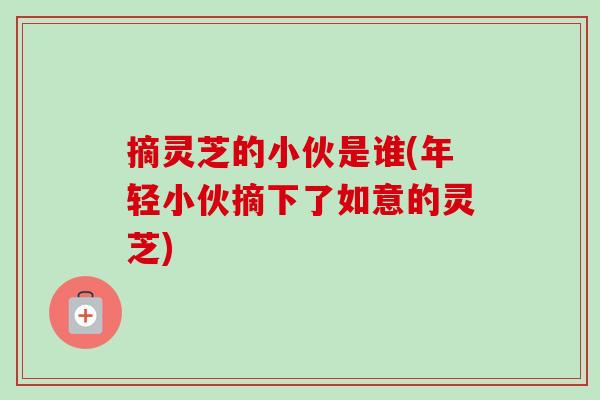 摘灵芝的小伙是谁(年轻小伙摘下了如意的灵芝)-第1张图片-卓越灵芝孢子粉 摘灵芝的小伙是谁(年轻小伙摘下了如意的灵芝)-第1张图片-卓越灵芝孢子粉