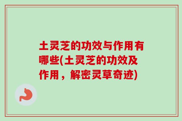 土灵芝的功效与作用有哪些(土灵芝的功效及作用,解密灵草奇迹)-第1张图片-卓越灵芝孢子粉 土灵芝的功效与作用有哪些(土灵芝的功效及作用,解密灵草奇迹)-第1张图片-卓越灵芝孢子粉