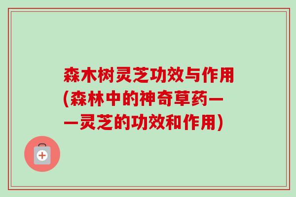 森木树灵芝功效与作用(森林中的神奇草药——灵芝的功效和作用)-第1张图片-卓越灵芝孢子粉