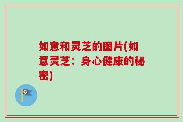 如意和灵芝的图片(如意灵芝:身心健康的秘密)-第1张图片-卓越灵芝孢子粉 如意和灵芝的图片(如意灵芝:身心健康的秘密)-第1张图片-卓越灵芝孢子粉