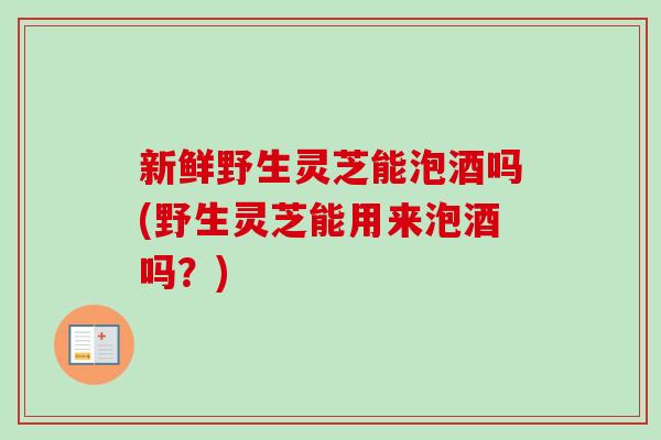 新鲜野生灵芝能泡酒吗(野生灵芝能用来泡酒吗?)-第1张图片-卓越灵芝孢子粉 新鲜野生灵芝能泡酒吗(野生灵芝能用来泡酒吗?)-第1张图片-卓越灵芝孢子粉