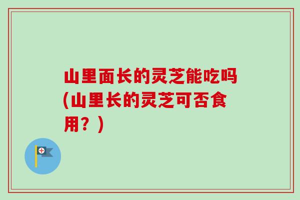 山里面长的灵芝能吃吗(山里长的灵芝可否食用?)-第1张图片-卓越灵芝孢子粉 山里面长的灵芝能吃吗(山里长的灵芝可否食用?)-第1张图片-卓越灵芝孢子粉