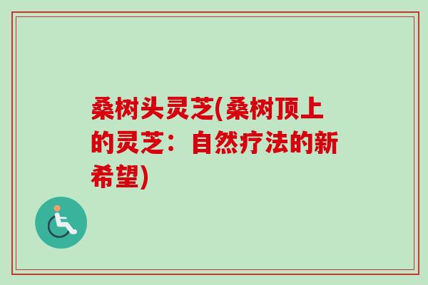 桑树头灵芝(桑树顶上的灵芝:自然疗法的新希望)-第1张图片-卓越灵芝孢子粉 桑树头灵芝(桑树顶上的灵芝:自然疗法的新希望)-第1张图片-卓越灵芝孢子粉