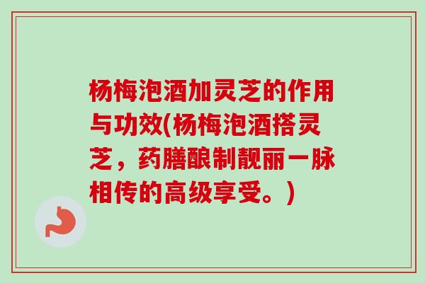 杨梅泡酒加灵芝的作用与功效(杨梅泡酒搭灵芝，药膳酿制靓丽一脉相传的高级享受。)-第1张图片-卓越灵芝孢子粉