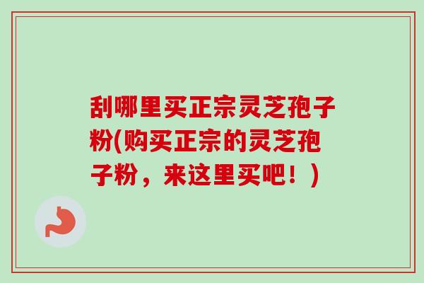刮哪里买正宗灵芝孢子粉(购买正宗的灵芝孢子粉，来这里买吧！)-第1张图片-卓越灵芝孢子粉