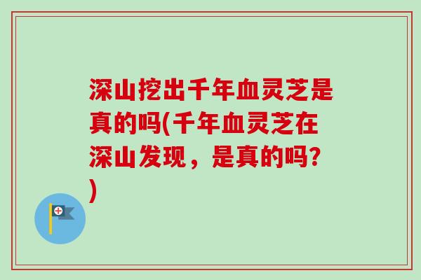 深山挖出千年血灵芝是真的吗(千年血灵芝在深山发现,是真的吗?)-第1张图片-卓越灵芝孢子粉 深山挖出千年血灵芝是真的吗(千年血灵芝在深山发现,是真的吗?)-第1张图片-卓越灵芝孢子粉