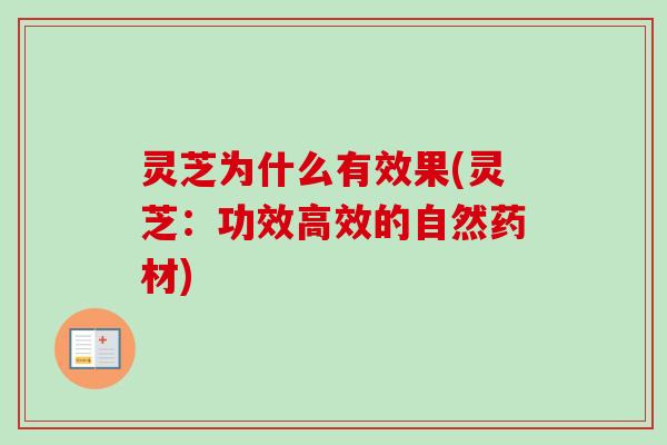 灵芝为什么有效果(灵芝:功效高效的自然药材)-第1张图片-卓越灵芝孢子粉 灵芝为什么有效果(灵芝:功效高效的自然药材)-第1张图片-卓越灵芝孢子粉
