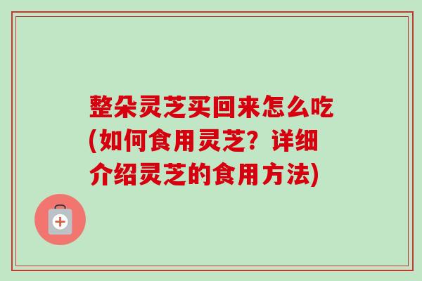 整朵灵芝买回来怎么吃(如何食用灵芝?详细介绍灵芝的食用方法)-第1张图片-卓越灵芝孢子粉 整朵灵芝买回来怎么吃(如何食用灵芝?详细介绍灵芝的食用方法)-第1张图片-卓越灵芝孢子粉