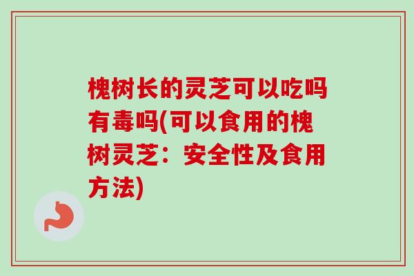槐树长的灵芝可以吃吗有毒吗(可以食用的槐树灵芝:安全性及食用方法)-第1张图片-卓越灵芝孢子粉 槐树长的灵芝可以吃吗有毒吗(可以食用的槐树灵芝:安全性及食用方法)-第1张图片-卓越灵芝孢子粉