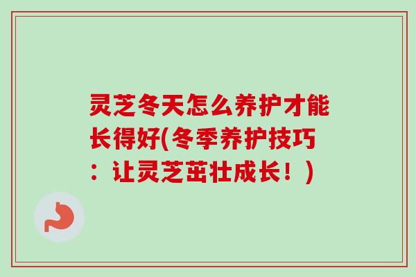 灵芝冬天怎么养护才能长得好(冬季养护技巧:让灵芝茁壮成长!)-第1张图片-卓越灵芝孢子粉 灵芝冬天怎么养护才能长得好(冬季养护技巧:让灵芝茁壮成长!)-第1张图片-卓越灵芝孢子粉