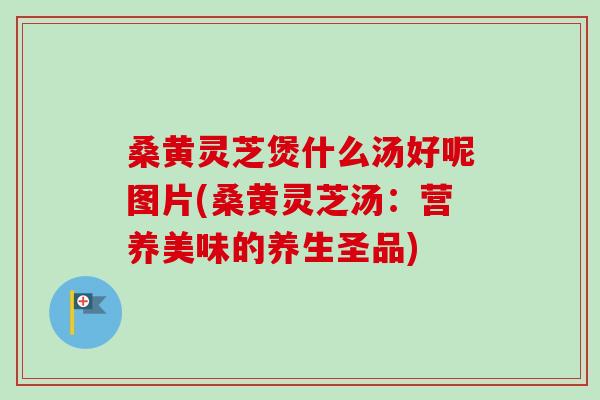 桑黄灵芝煲什么汤好呢图片(桑黄灵芝汤：营养美味的养生圣品)-第1张图片-卓越灵芝孢子粉