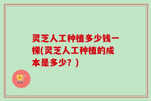 灵芝人工种植多少钱一棵(灵芝人工种植的成本是多少?)-第1张图片-卓越灵芝孢子粉 灵芝人工种植多少钱一棵(灵芝人工种植的成本是多少?)-第1张图片-卓越灵芝孢子粉