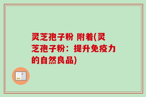 灵芝孢子粉 附着(灵芝孢子粉：提升免疫力的自然良品)-第1张图片-卓越灵芝孢子粉
