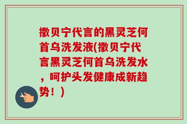撒贝宁代言的黑灵芝何首乌洗发液(撒贝宁代言黑灵芝何首乌洗发水,呵护头发健康成新趋势!)-第1张图片-卓越灵芝孢子粉 撒贝宁代言的黑灵芝何首乌洗发液(撒贝宁代言黑灵芝何首乌洗发水,呵护头发健康成新趋势!)-第1张图片-卓越灵芝孢子粉