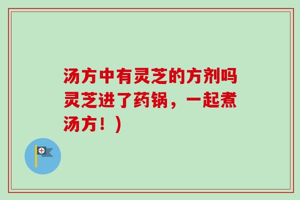 汤方中有灵芝的方剂吗灵芝进了药锅，一起煮汤方！)-第1张图片-卓越灵芝孢子粉
