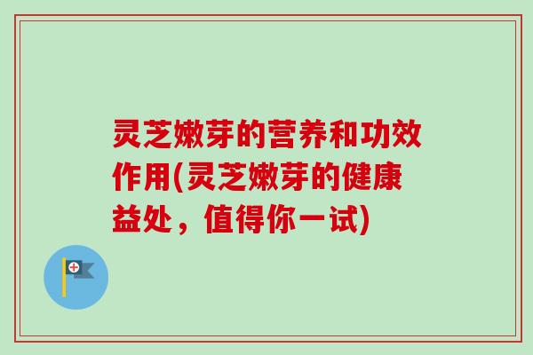 灵芝嫩芽的营养和功效作用(灵芝嫩芽的健康益处，值得你一试)-第1张图片-卓越灵芝孢子粉