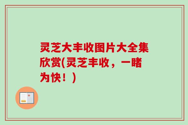 灵芝大丰收图片大全集欣赏(灵芝丰收，一睹为快！)-第1张图片-卓越灵芝孢子粉