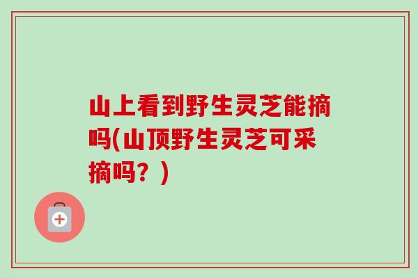 山上看到野生灵芝能摘吗(山顶野生灵芝可采摘吗?)-第1张图片-卓越灵芝孢子粉 山上看到野生灵芝能摘吗(山顶野生灵芝可采摘吗?)-第1张图片-卓越灵芝孢子粉