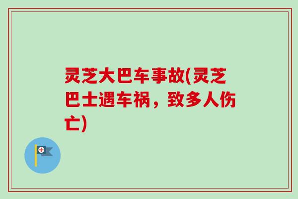 灵芝大巴车事故(灵芝巴士遇车祸,致多人伤亡)-第1张图片-卓越灵芝孢子粉 灵芝大巴车事故(灵芝巴士遇车祸,致多人伤亡)-第1张图片-卓越灵芝孢子粉