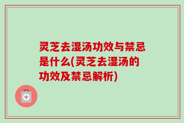 灵芝去湿汤功效与禁忌是什么(灵芝去湿汤的功效及禁忌解析)-第1张图片-卓越灵芝孢子粉 灵芝去湿汤功效与禁忌是什么(灵芝去湿汤的功效及禁忌解析)-第1张图片-卓越灵芝孢子粉