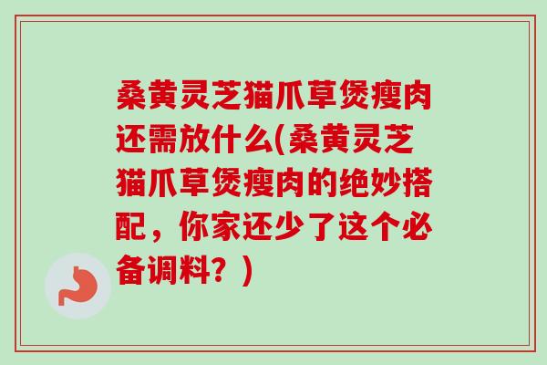 桑黄灵芝猫爪草煲瘦肉还需放什么(桑黄灵芝猫爪草煲瘦肉的绝妙搭配，你家还少了这个必备调料？)-第1张图片-卓越灵芝孢子粉