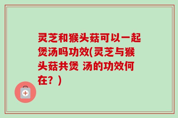 灵芝和猴头菇可以一起煲汤吗功效(灵芝与猴头菇共煲 汤的功效何在?)-第1张图片-卓越灵芝孢子粉 灵芝和猴头菇可以一起煲汤吗功效(灵芝与猴头菇共煲 汤的功效何在?)-第1张图片-卓越灵芝孢子粉