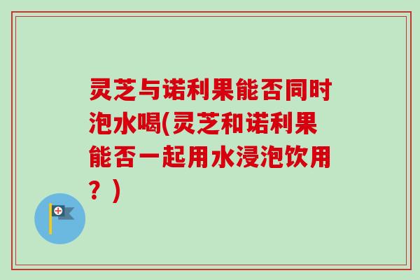 灵芝与诺利果能否同时泡水喝(灵芝和诺利果能否一起用水浸泡饮用?)-第1张图片-卓越灵芝孢子粉 灵芝与诺利果能否同时泡水喝(灵芝和诺利果能否一起用水浸泡饮用?)-第1张图片-卓越灵芝孢子粉