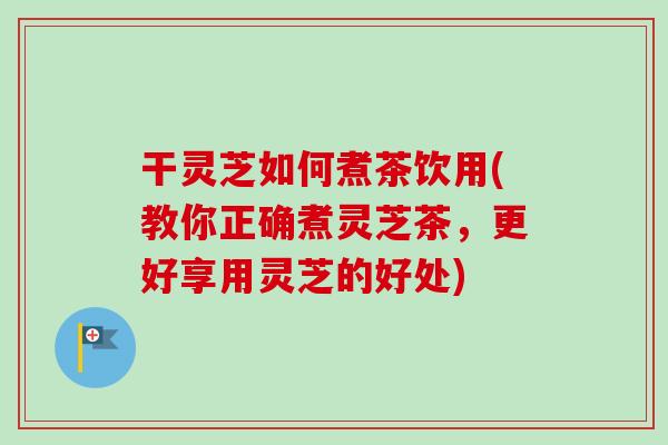 干灵芝如何煮茶饮用(教你正确煮灵芝茶，更好享用灵芝的好处)-第1张图片-卓越灵芝孢子粉