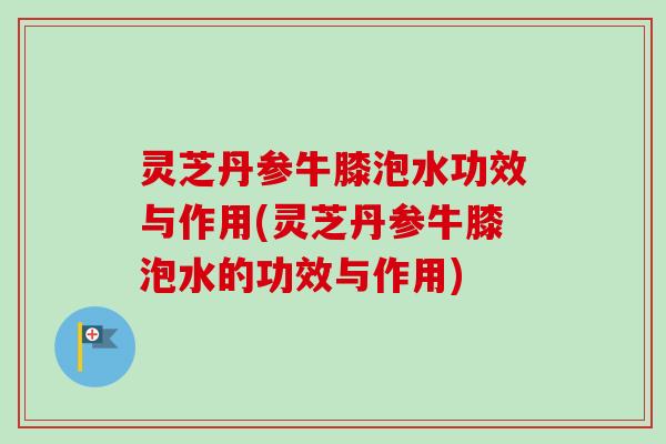 灵芝丹参牛膝泡水功效与作用(灵芝丹参牛膝泡水的功效与作用)-第1张图片-卓越灵芝孢子粉 灵芝丹参牛膝泡水功效与作用(灵芝丹参牛膝泡水的功效与作用)-第1张图片-卓越灵芝孢子粉