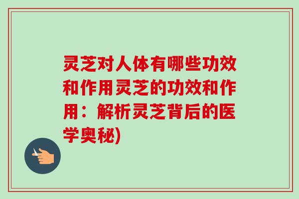 灵芝对人体有哪些功效和作用灵芝的功效和作用：解析灵芝背后的医学奥秘)-第1张图片-卓越灵芝孢子粉