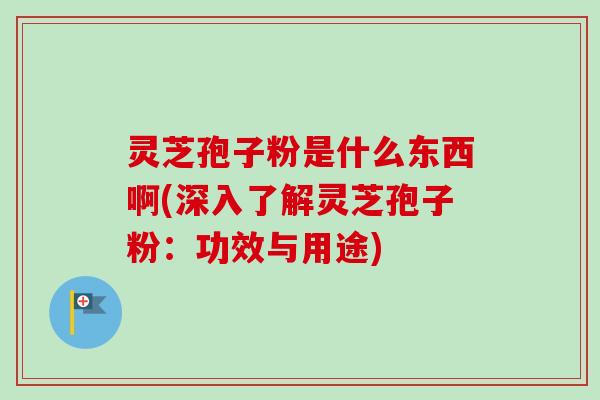灵芝孢子粉是什么东西啊(深入了解灵芝孢子粉：功效与用途)-第1张图片-卓越灵芝孢子粉
