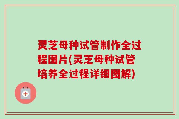 灵芝母种试管制作全过程图片(灵芝母种试管培养全过程详细图解)-第1张图片-卓越灵芝孢子粉