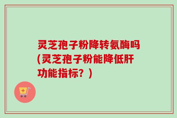 灵芝孢子粉降转氨酶吗(灵芝孢子粉能降低肝功能指标？)-第1张图片-卓越灵芝孢子粉