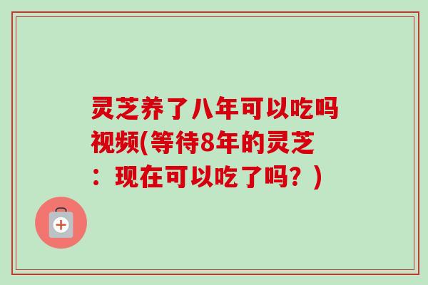 灵芝养了八年可以吃吗视频(等待8年的灵芝：现在可以吃了吗？)-第1张图片-卓越灵芝孢子粉