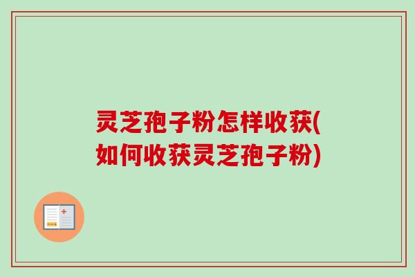 灵芝孢子粉怎样收获(如何收获灵芝孢子粉)-第1张图片-卓越灵芝孢子粉 灵芝孢子粉怎样收获(如何收获灵芝孢子粉)-第1张图片-卓越灵芝孢子粉